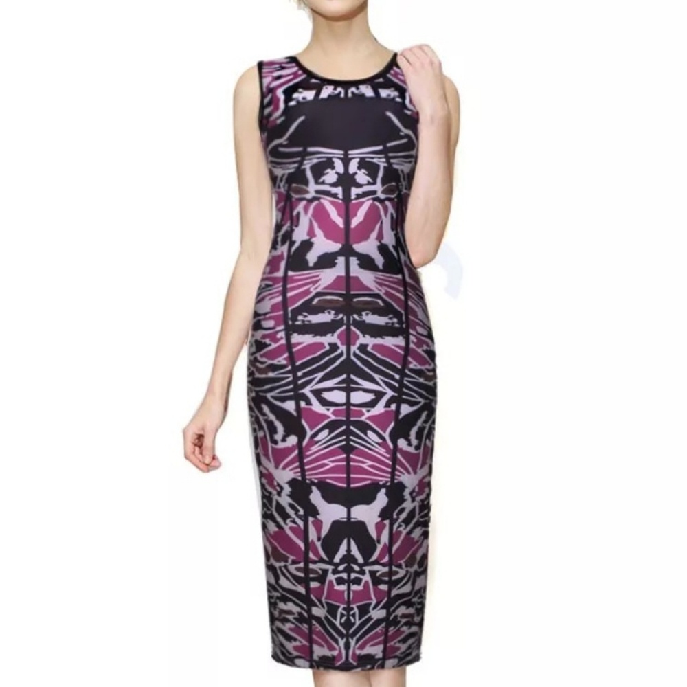 Abstract Print Midi Dress